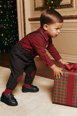 Baby Top & Pants Set Black And Red Houndstooth-1