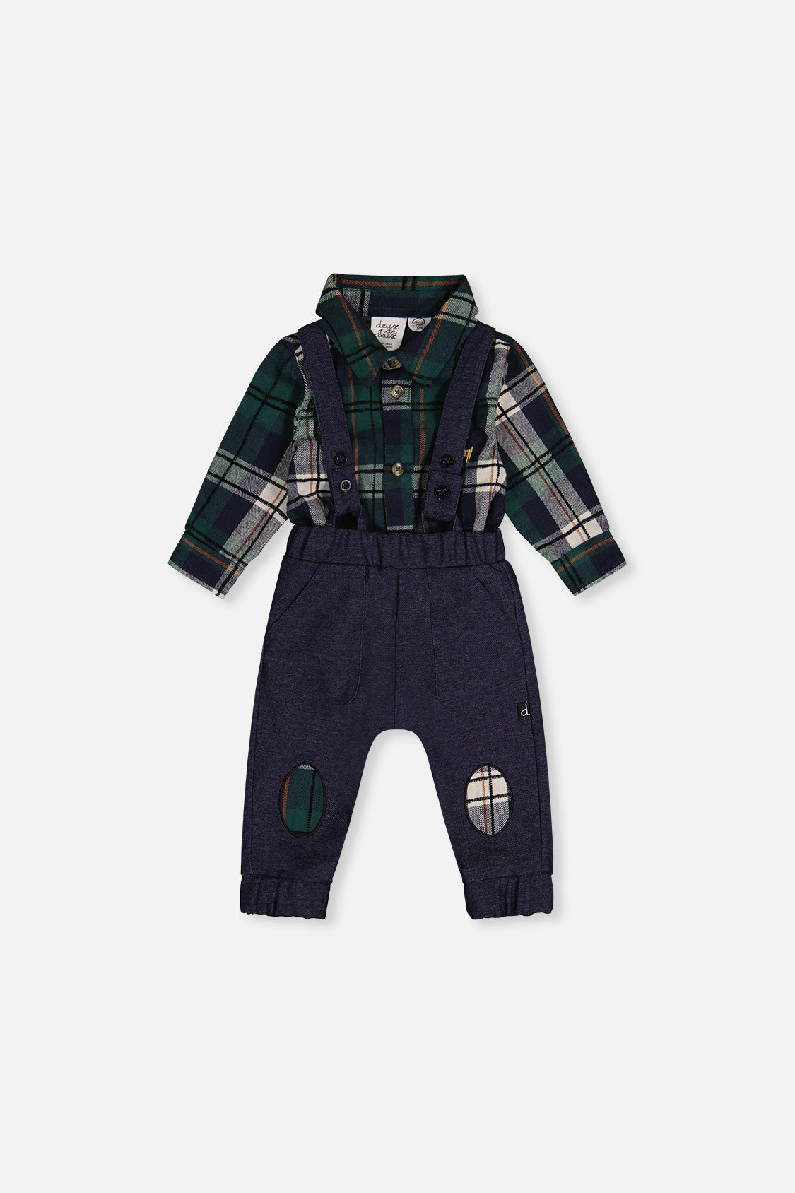 Baby Top & Pants Set Blue And Green Checks-0