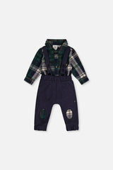 Baby Top & Pants Set Blue And Green Checks-0