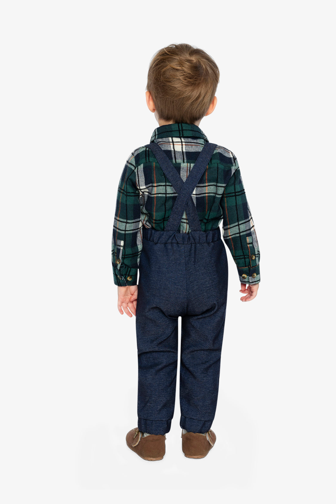 Baby Top & Pants Set Blue And Green Checks-3