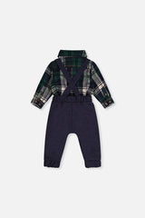 Baby Top & Pants Set Blue And Green Checks-4