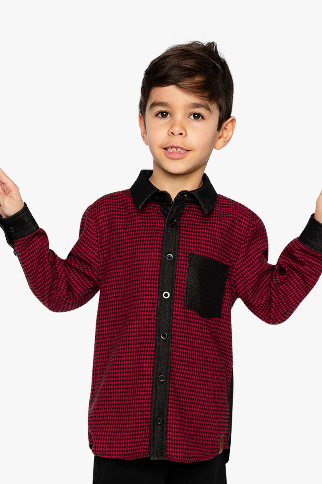 Button Down Shirt Black And Red Houndstooth-1