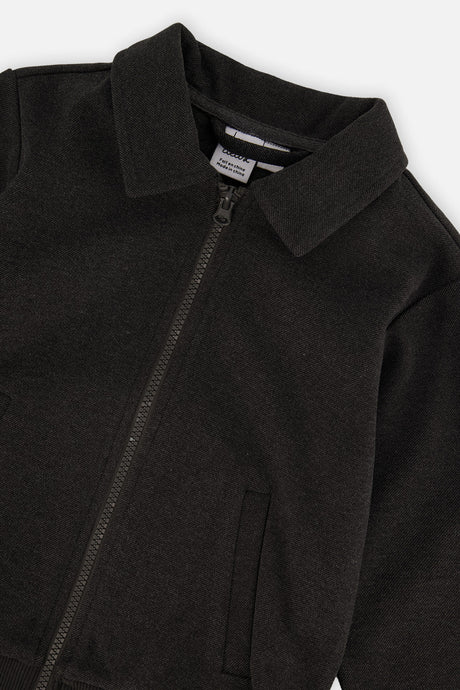 Deux par Deux Front Zip Jacket Black