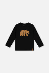 Organic Cotton Jersey T-Shirt Black And Beige-0