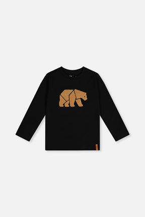 Organic Cotton Jersey T-Shirt Black And Beige-0