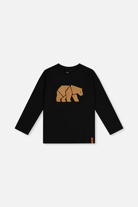 Organic Cotton Jersey T-Shirt Black And Beige-0