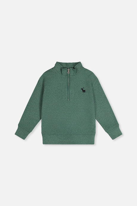 Half Zip Mock Neck Sweater Dark Green-0