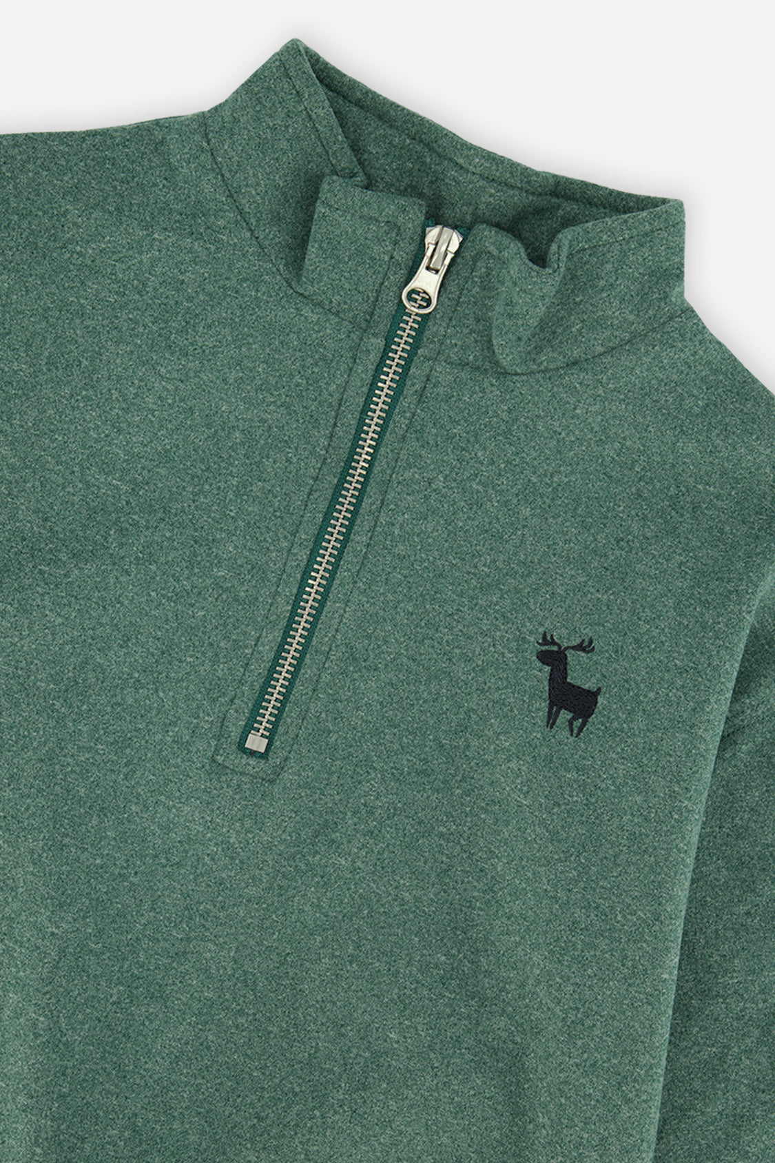 Deux par Deux Half Zip Mock Neck Sweater Dark Green