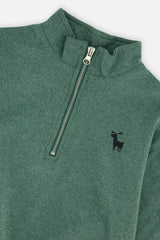 Deux par Deux Half Zip Mock Neck Sweater Dark Green
