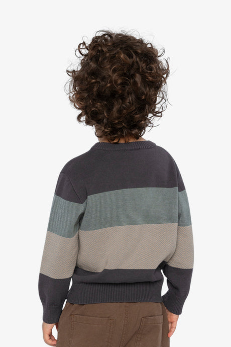Colorblock Knit Sweater Black And Beige-3