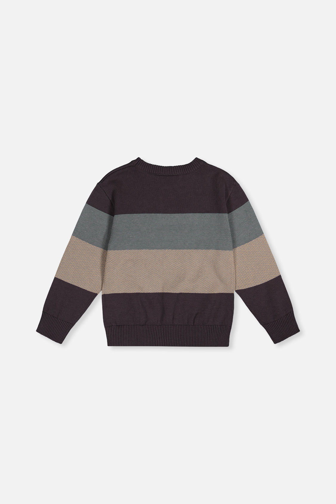 Deux par Deux black and beige colorblock sweater, back view