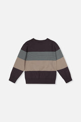 Deux par Deux black and beige colorblock sweater, back view