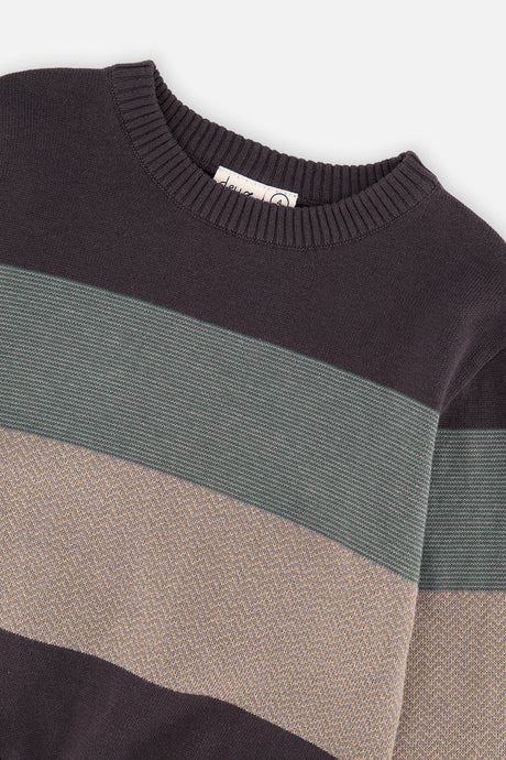 Deux par Deux black and beige colorblock sweater, second alternate view