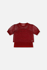 Fake Layering Top & Cami Red-0