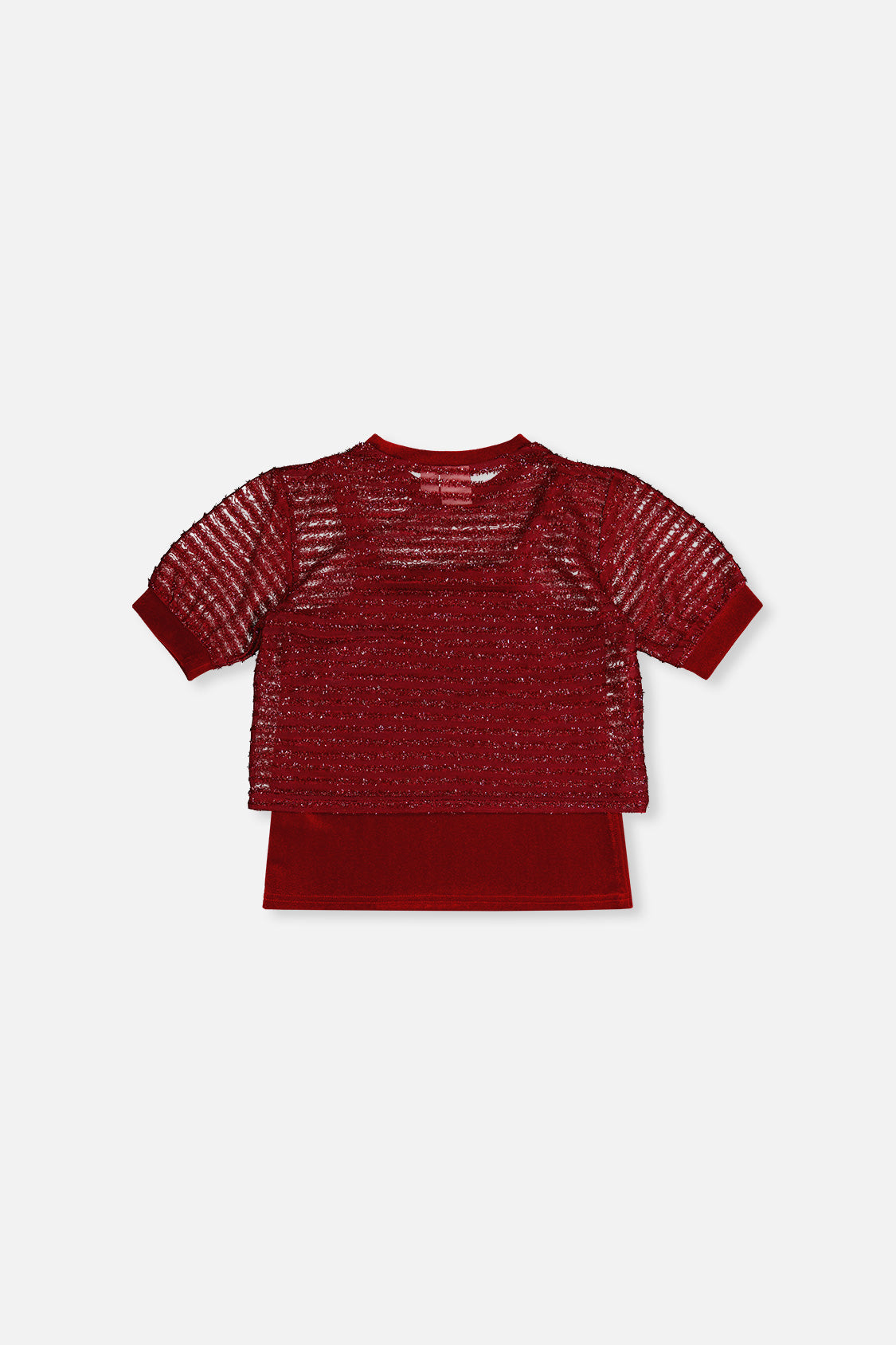 Deux par Deux girls red fake layering top with cami detail, back view