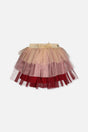Multi Layer Glittering Mesh Skirt Red, Pink And Beige-0