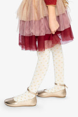 Multi Layer Glittering Mesh Skirt Red, Pink And Beige-2