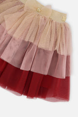 Deux par Deux girls' red, pink and beige glittering mesh skirt, additional view
