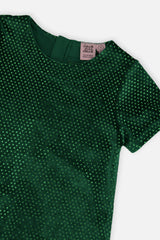 Deux par Deux Short Sleeve A Line Dress Green Forest