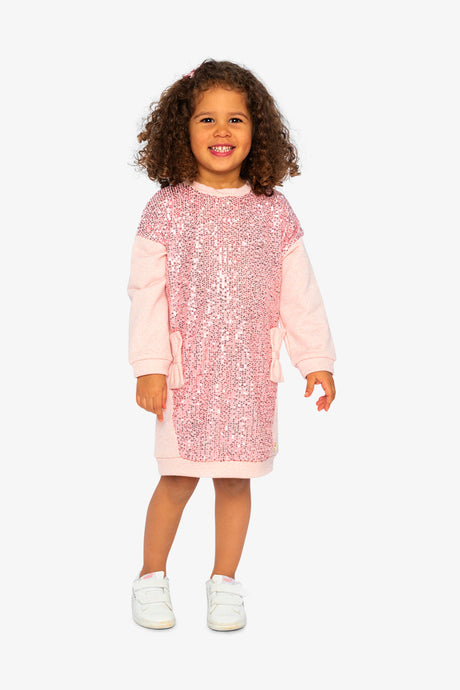 Sweatshirt Dress With Sequins Dusty Pink-1