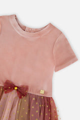 Deux par Deux Bi-Material Dress With Gradient Print Skirt Pink