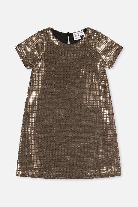 Short Sleeve A Line Dress Beige-0