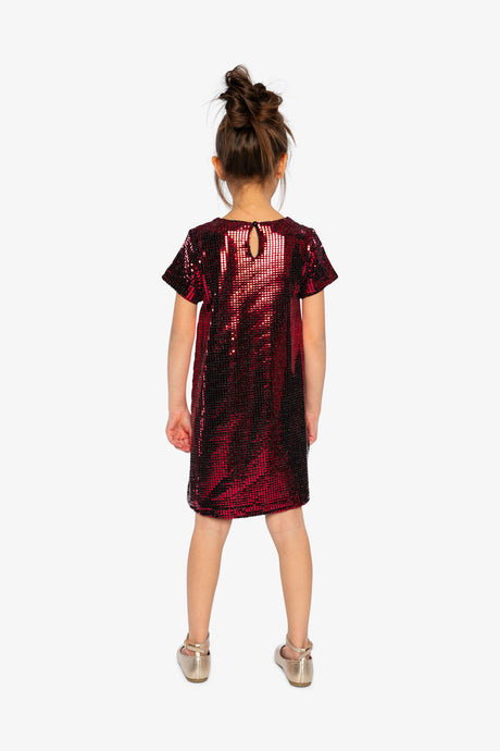 Short Sleeve A Line Dress Red-3