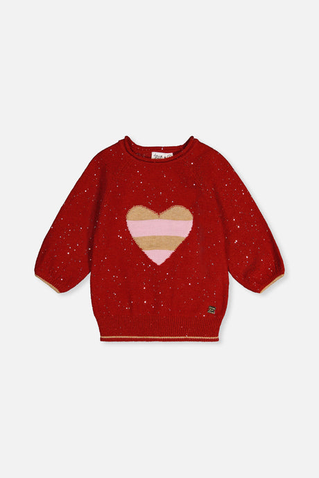 3/4 Sleeve Knitted Sweater Red-0