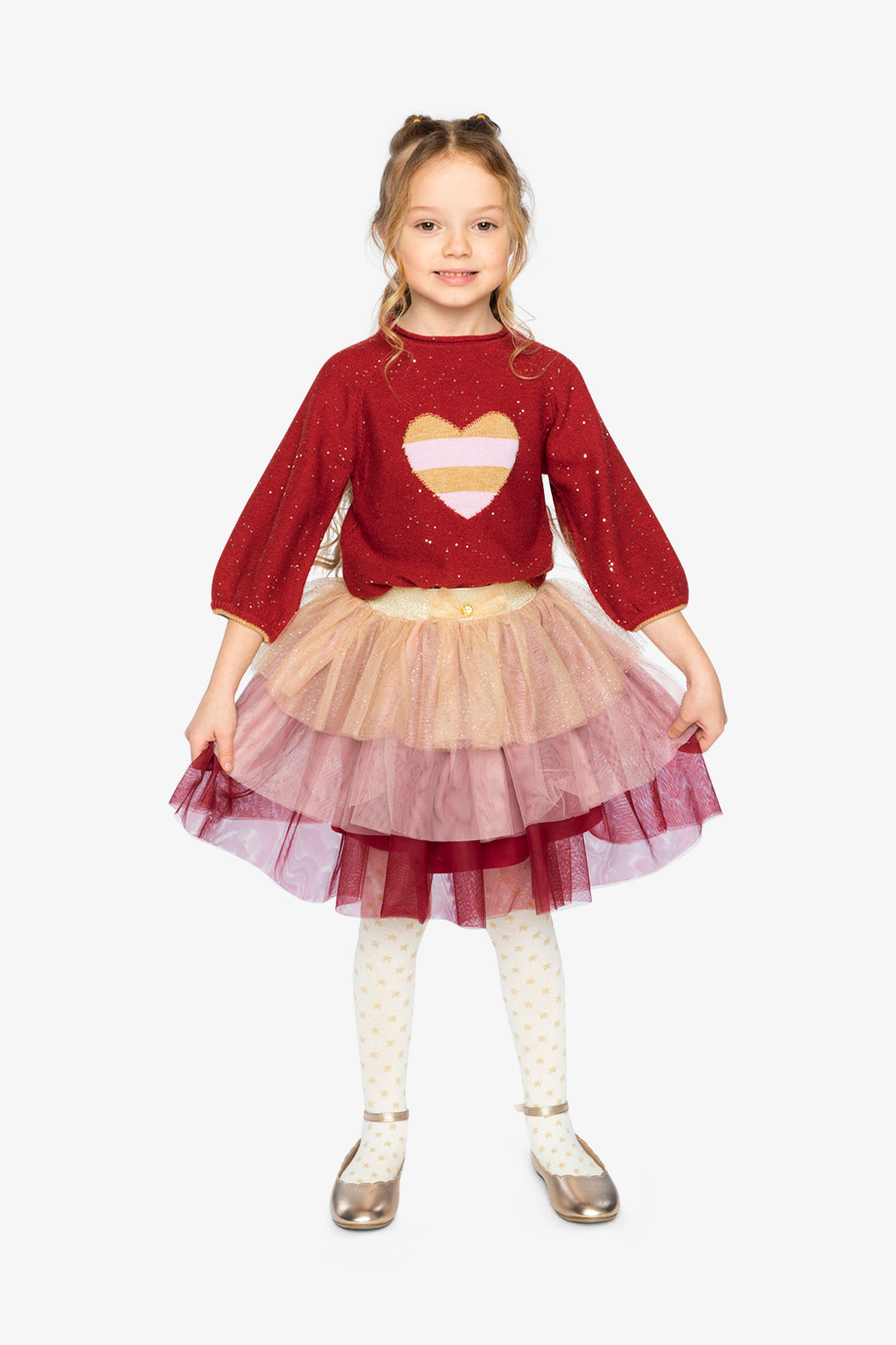 3/4 Sleeve Knitted Sweater Red-4