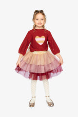 3/4 Sleeve Knitted Sweater Red-4