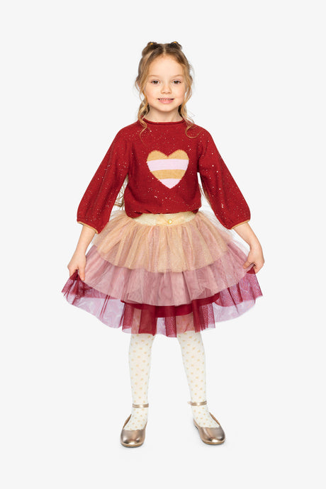 3/4 Sleeve Knitted Sweater Red-4