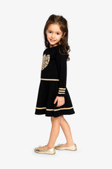 Knit Dress Black And Beige-1