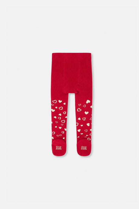Baby Knit Heart Tights Red-1