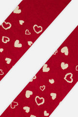 Baby Knit Heart Tights Red-2