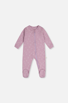 Baby Organic Cotton One Piece Pajama Purple Floral Print-0
