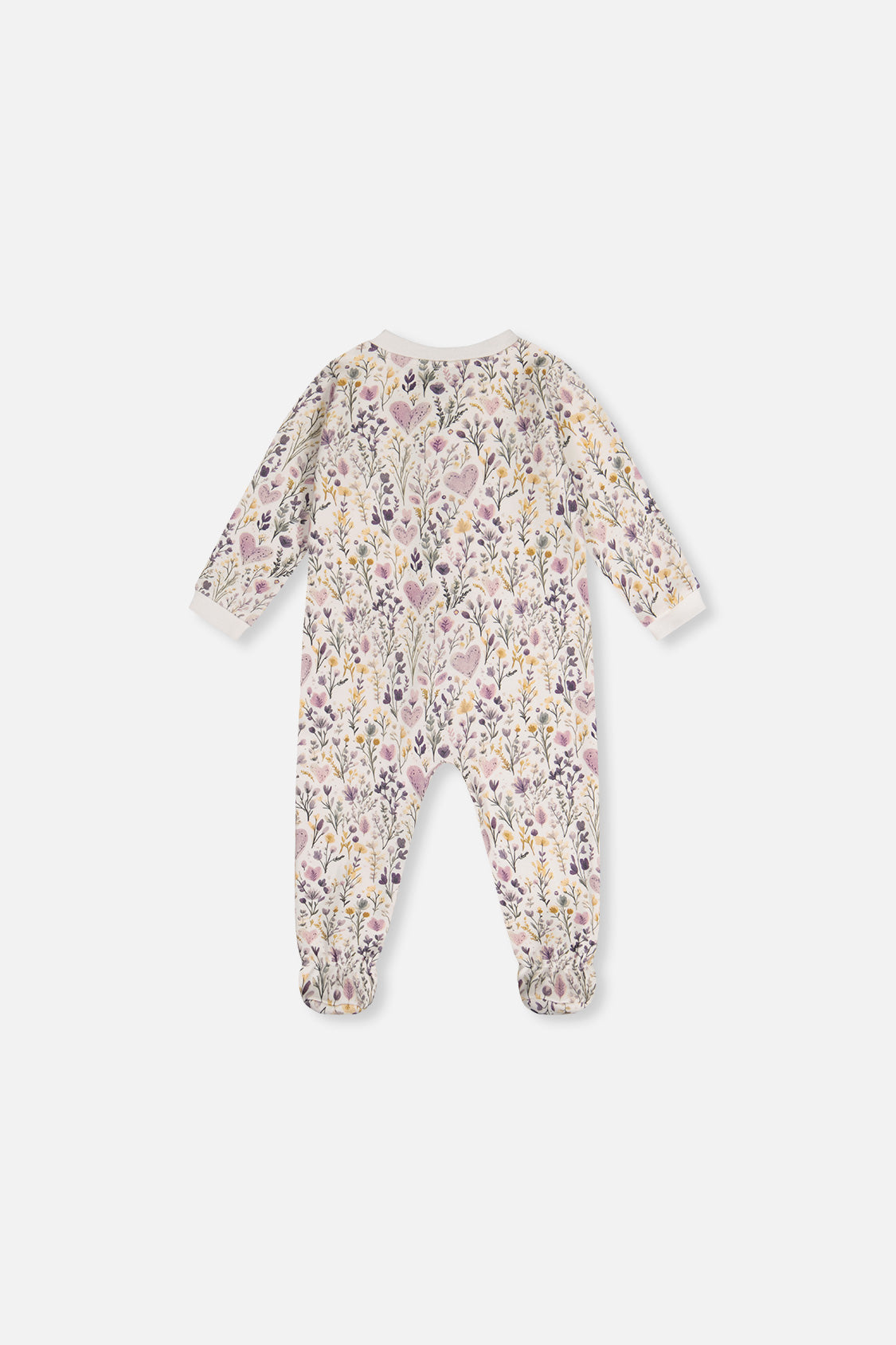 Baby Organic Cotton One Piece Pajama Beige Heart Print-1
