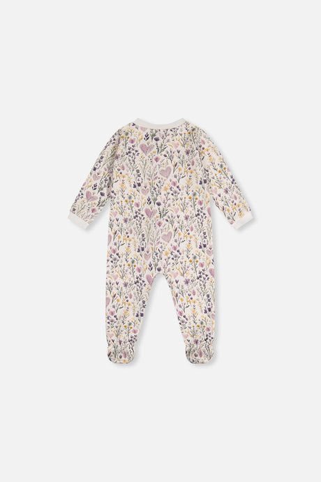 Baby Organic Cotton One Piece Pajama Beige Heart Print-1