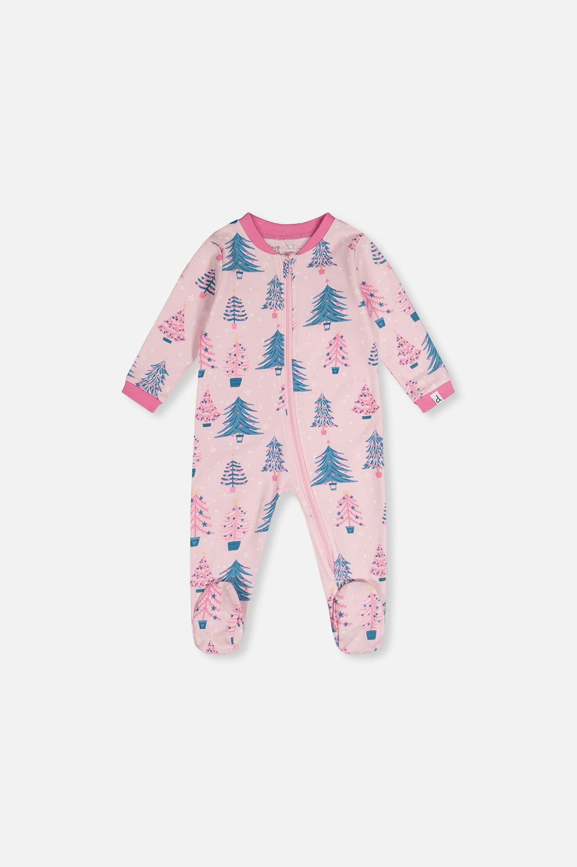 Baby Organic Cotton One Piece Pajama Pink Tree Print-0