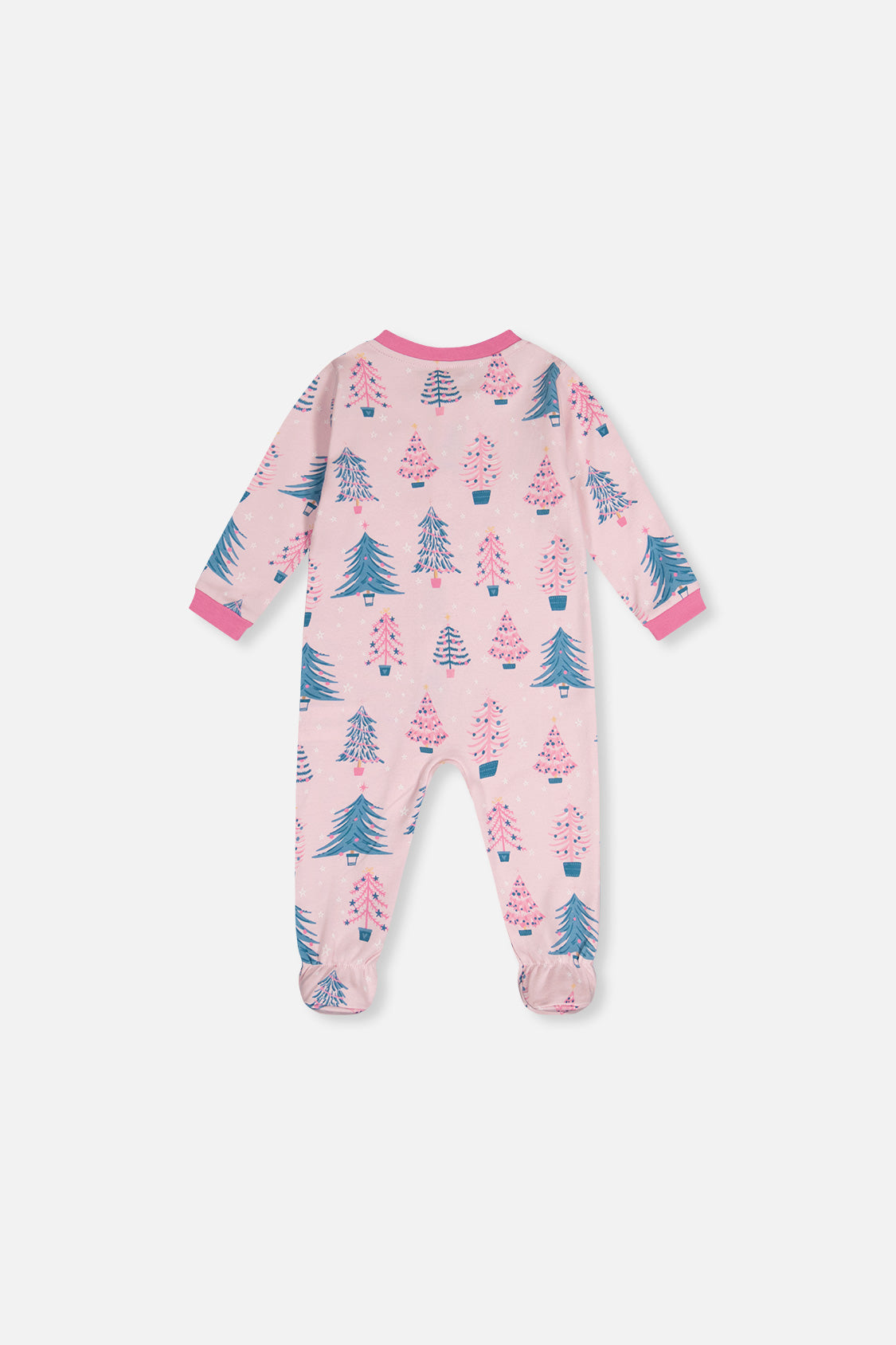 Baby Organic Cotton One Piece Pajama Pink Tree Print-1