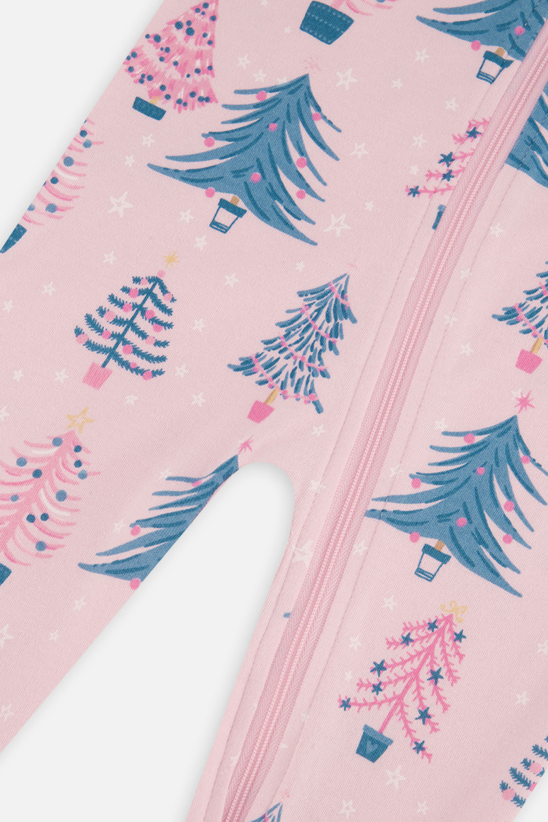 Baby Organic Cotton One Piece Pajama Pink Tree Print-2