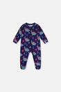 Baby Organic Cotton One Piece Pajama Blue Dinosaur Print-0