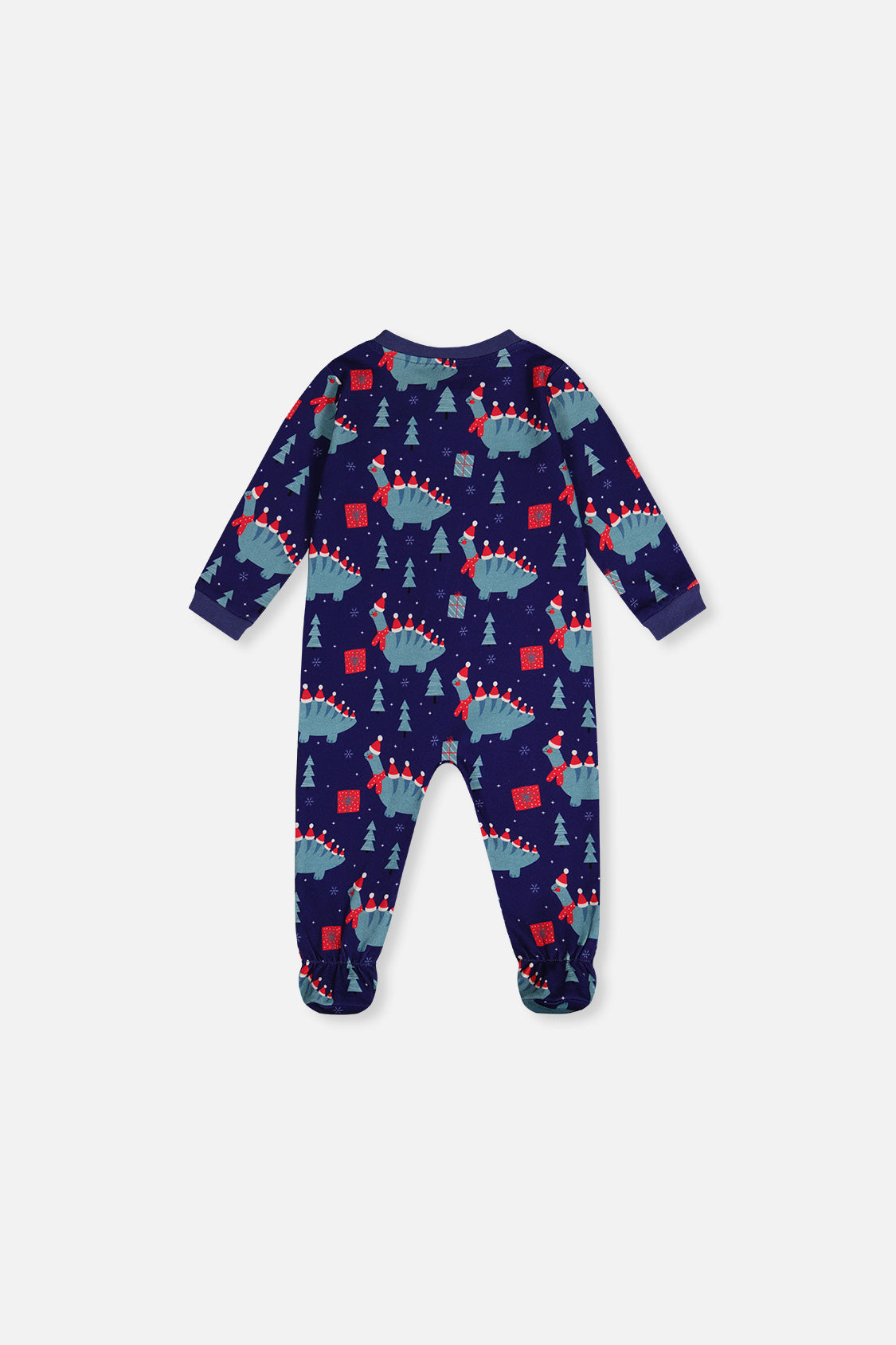 Baby Organic Cotton One Piece Pajama Blue Dinosaur Print-1