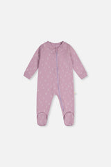 Baby Organic Cotton One Piece Pajama Purple Floral Print-0