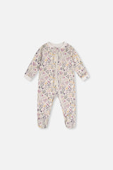 Baby Organic Cotton One Piece Pajama Beige Heart Print-0