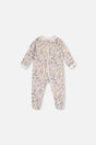 Baby Organic Cotton One Piece Pajama Beige Heart Print-0