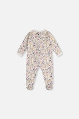 Baby Organic Cotton One Piece Pajama Beige Heart Print-1