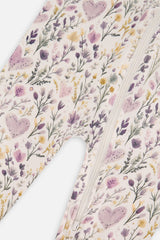 Baby Organic Cotton One Piece Pajama Beige Heart Print-2