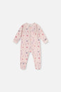 Baby Organic Cotton One Piece Pajama Pink Floral Print-0