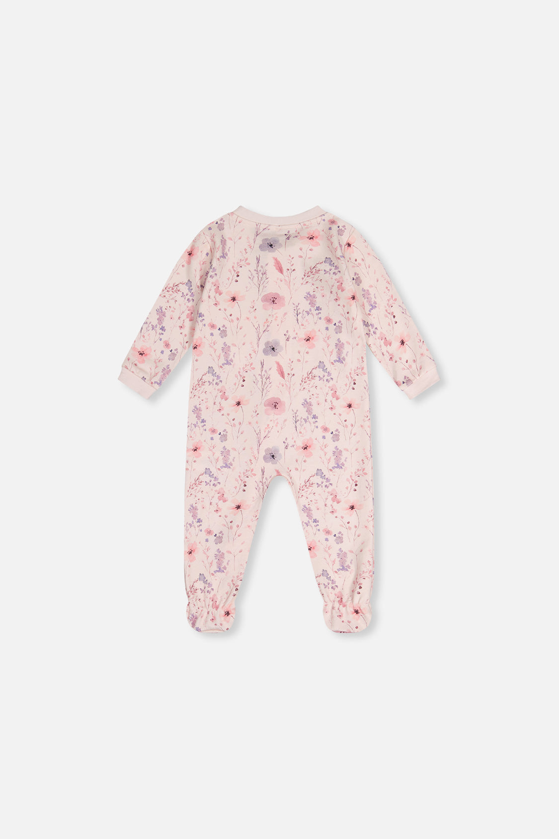 Baby Organic Cotton One Piece Pajama Pink Floral Print-1
