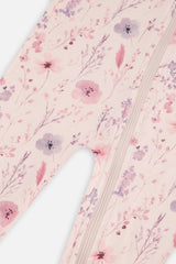 Baby Organic Cotton One Piece Pajama Pink Floral Print-2